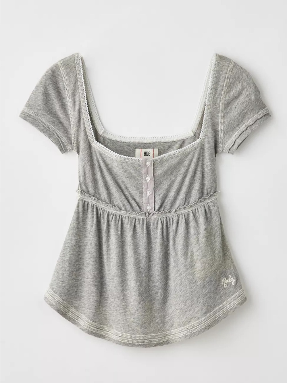 Urban Outfitters BDG Brittney Square Neck Henley Babydoll Tee